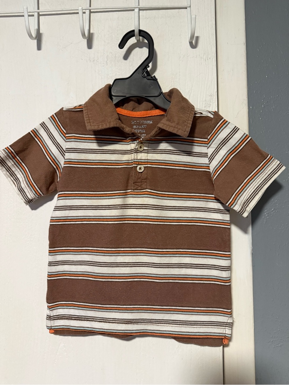 Toddler Boys Old Navy Brown White & Orange Striped Polo Shirt